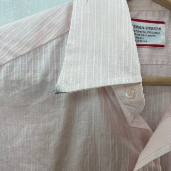 Sears Perma Prest Pink Striped Short Sleeve Dress Shirt Men's Size 15 *Flawed* - Picture 3 of 6